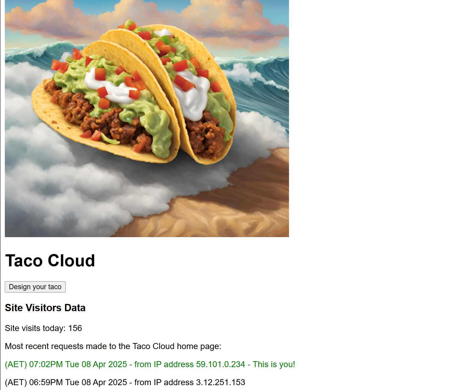 Taco Cloud - Online shop simulation